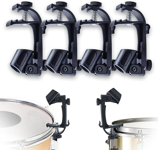 4 Pcs Drum Microphone Clip, Adjustable Drum Mic Clip with 180 Degrees Rotation Mic Holder, Shockproof Clips on Drum Mount for Professional Drum Recording