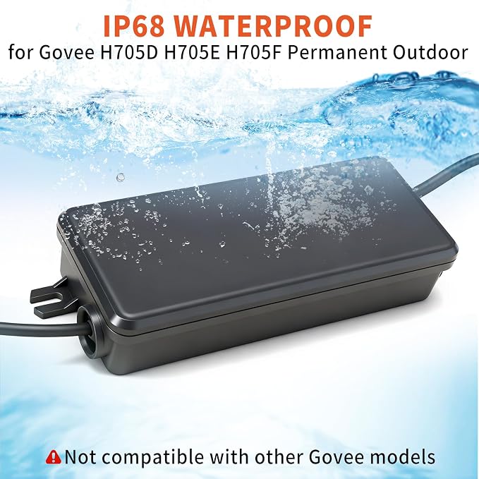 36V Waterproof Power Adapter Charger for Govee Permanent Outdoor Light Compatible with Govee H705D/H705E/H705F Replacement Power Supply Cord(Black)