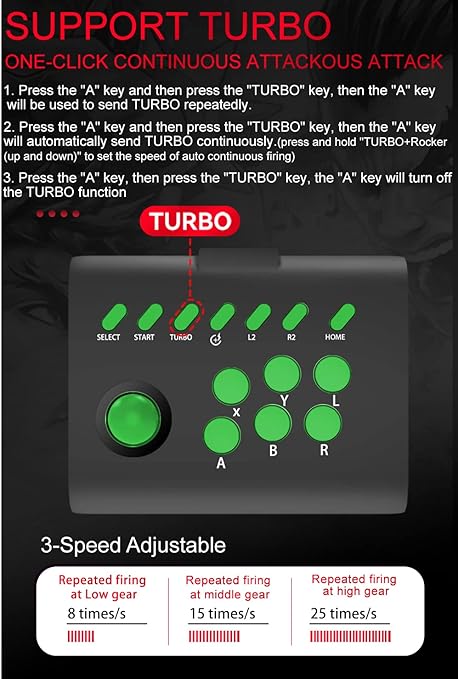 arVin Arcade Fight Stick Joystick Game Controller for iPhone iOS Android PC Fighting Stick for Nintendo Switch/PS3/PS4 Arcade Rocker Gamepad with Turbo & Marco for Emulators/Cloud/PS Remote Play/Steam