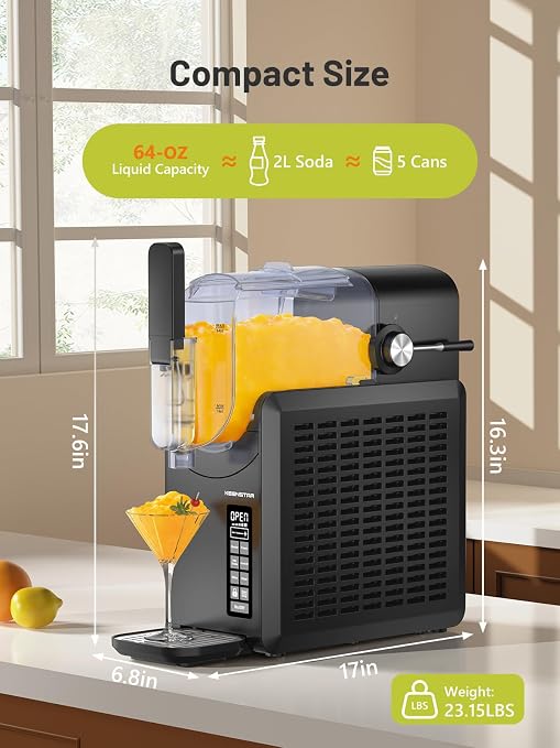 KEENSTAR Slushie Machine, 88oz Slushy Machine for Home with Self-Cleaning, Professional Frozen Drink Maker, No Ice Needed, 5 Preset Programs for Frozen Margaritas, Frappés, Milkshake & More