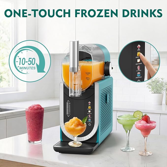Slushie Machine for Home, No Ice Needed Margarita Machine & Slushy Machine, 5 Preset, Rapid Freezing, Self-Cleaning, 66oz Slushie Maker for Frappes, Spiked Slush, Ice Cream, Dark Green