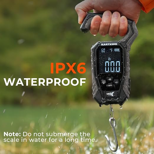 KastKing Weighmaster Mechanical-Digital Fishing Scale, 120 lb Capacity, 2.5" Backlit Display, High-Precision Sensor, 9 Weight Memory, Temperature Detection, IPX6 Waterproof, Fishing Gifts
