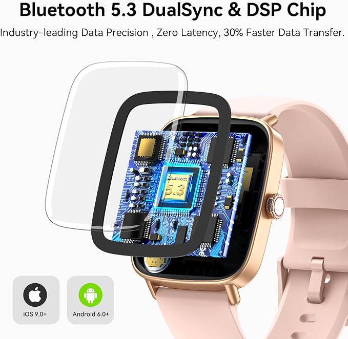 Smart Watch for Women, 1.85" HD AMOLED Fitness Tracker (Answer/Call) with 24/7 Heart Rate/Sleep/SpO2 Monitor for iPhone & Android, 120+ Sports Modes Smartwatch with IP68 Waterproof, 2 Bands