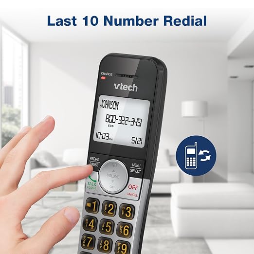 VTech DECT 6.0 Cordless Phone, 5-Handset – Interference-Free Sound, Large Backlit Display, Big Buttons, Caller ID | VG231-5