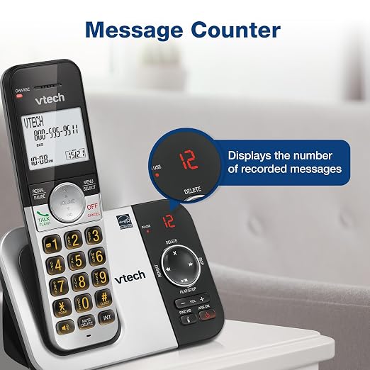 VTech Cordless Phone System with 5 Handsets — Big Buttons, Large Backlit Display, Answering Machine, DECT 6.0, Whole-Home Coverage, Intercom, Easy to Use | VG232-5