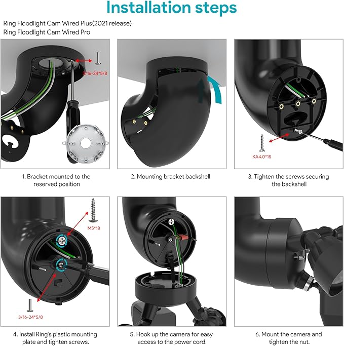Eave Mount for Ring Floodlight Cam Wired Pro/Plus,Ring Floodlight Cam Pro (2nd Gen), Blink Wired FloodLight Camera &Wyze Flood Light Camera V2/Pro and Roku Floodlight Cam
