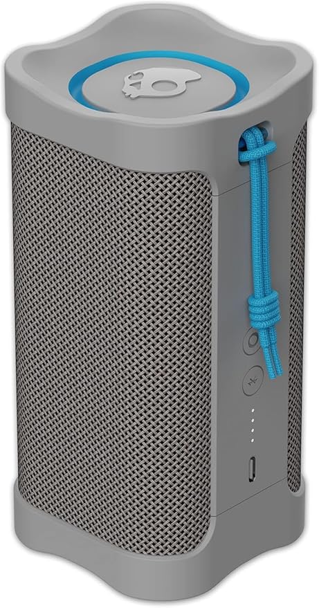 Skullcandy Wireless Terrain XT Bluetooth Speaker - IPX7 Waterproof Portable Terrain Speaker with Dual Custom Passive Radiators, 14 Hour Battery, Nylon Wrist Wrap, & True Wireless Stereo (Gray)