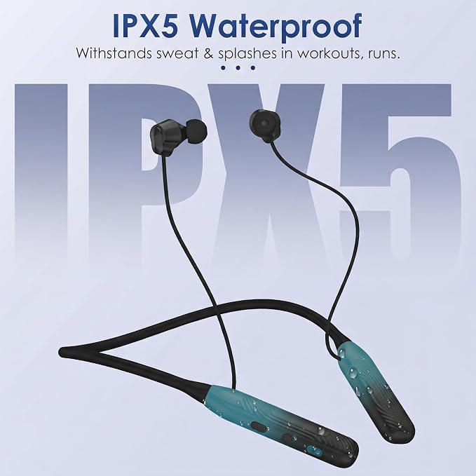 Neckband Bluetooth Headphones（1-Year Quality Support) , 1000H Extra Long Battery Life with Magnetic Earphones,Wireless Earbuds with Mic,Waterproof In-Ear Headset for Sports/Workout/Office (Greenish)