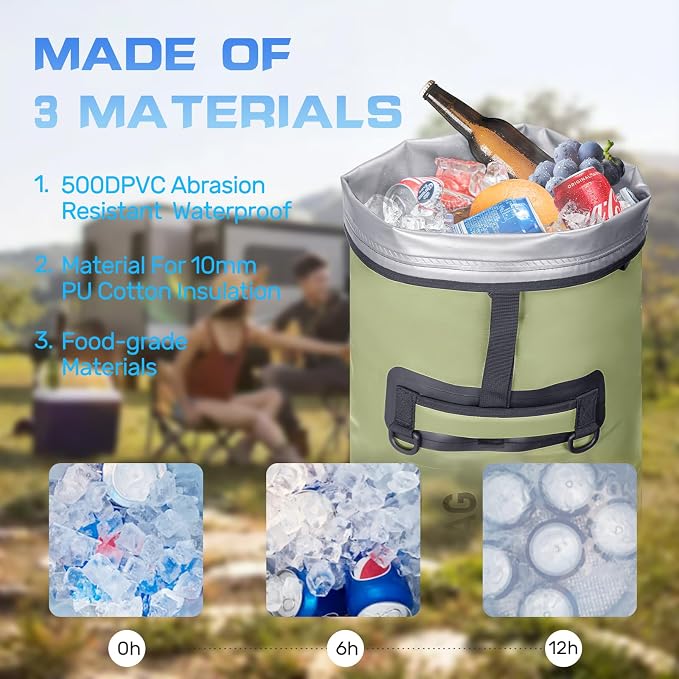 48cans Large Cooler Backpack Insulated Waterproof for Men Women Insulated Backpack Cooler Leak Proof Waterproof for 12 Hours Cooling for Camping Picnic Hiking Beach Travel Kayaking