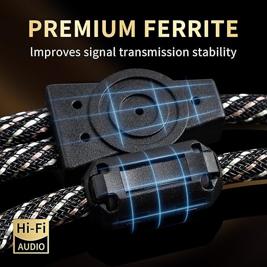 3.28ft Audiophile HiFi Audio RCA Cables-RCA to 3.5mm,15 AWG,4N OFC Core,Gold-Plated Plug,with Nylon Braid,Subwoofer Cable,Compatible with Speaker,Amplifier,Home Stereo(3.28ft/1m)
