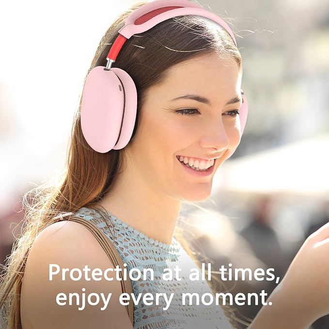 Silicone Case Cover for AirPods Max Headphones,Ear Pad Case Cover/Ear Cups Cover/Headband Cover for AirPods Max 2/1 (2026/2024/2020)(USB-C/Lightning),Silicone Accessories for Apple AirPods Max 2, Pink | Ear Pad Case Cover