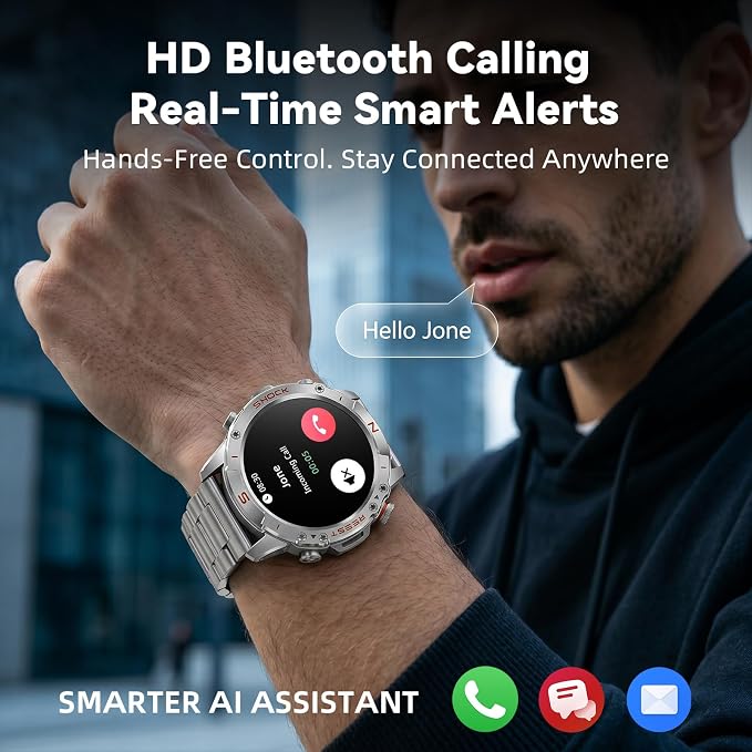 WalkerFit Smart Watch for Men (Answer/Make Call), 1.43" AMOLED 5ATM Waterproof Fitness Tracker with 178+ Sports Modes, Heart Rate/SpO2/Sleep Monitor, with Extra Silicone Band, for Android iPhone