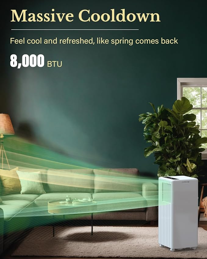 Hipicute Room Portable Air Conditioner, 8,000 BTU Window Air Conditioner Up to 350 Sq.Ft, 4 Modes Portable AC with Cooling, Fan, Dehumidifier & Sleep Mode, Remote Control, LED Display