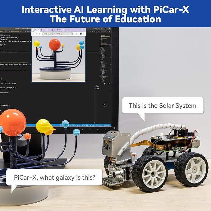 SunFounder Picar-X AI Robot Smart Car Kit for Raspberry Pi 5/4/3B+/Zero 2w, Openclaw LLMs ChatGPT/Gemini/Grok, Voice&Video Recognition, Python, Scratch, Camera (RPI NOT Included)