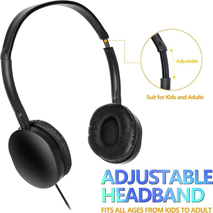 Kids Headphones Bulk 30 Pack for School Students Children Teen Boys Girls,Wholesale Headphones for Classroom,Group Learning, Computer Lab, Library, Online Lesson and Testing (Black)