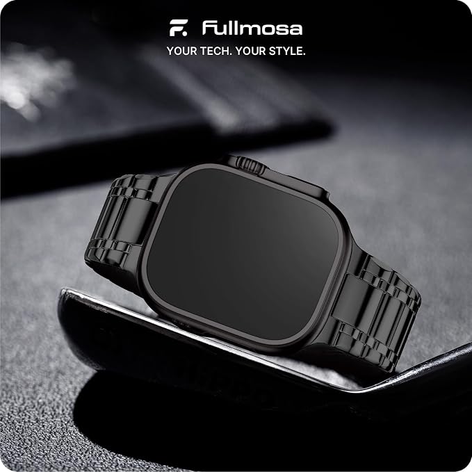 Fullmosa Bands Compatible with Apple Watch Band 49mm Ultra3 2 1, Stainless Steel iWatch Band with Case for Apple Watch, Black