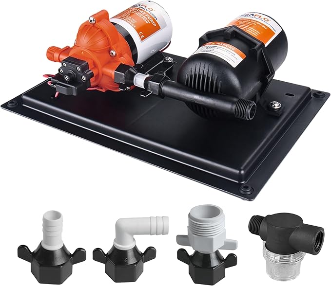 SEAFLO 33 Series Water Pump and Accumulator Tank System - 115V, 3.3 GPM, 45 PSI, 0.2-Gallon Tank | Reduces Cycling | For Marine, RV, Off-Grid, and Home Use | 4-Year Warranty