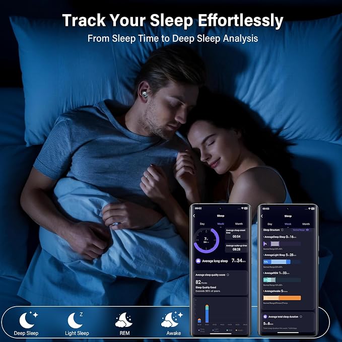 Sleep Earbuds Bluetooth 5.4 in Ear Buds for Sleeping, Sleep Headphones for Side Sleepers with Dual Modes, Sleep Timer, Alarm, 48H Wireless Earbuds for Sleeping, Sleep monitoring, App Customization