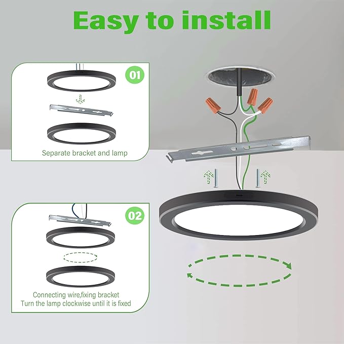 5.4" Flush Mount Dimmable LED Ceiling Light - 5000K Black, Ultra Thin Round, 14Pack for Bedroom, Bathroom, Kitchen, Hallway, Basement, Closet
