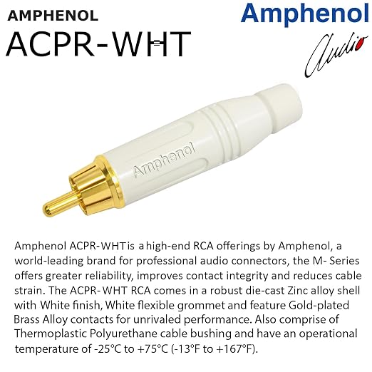 2.5 Foot RCA Cable Pair - WBC-PRO-LOCAP Low-Capacitance (14pF/ft) 22 AWG Ultra-Silent Audiophile & Professional-Grade Audio Interconnect Cable with Amphenol ACPR Gold RCA Plugs & Black Tweed Jacket