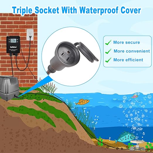 Briidea WiFi Pond Thermometer, 120V 1500W Smart Water Temperature Controller with Timer, Remote Monitoring via Smart Life App, Works with Alexa & Google Assistant, Ideal for Koi Ponds & Fish Tanks