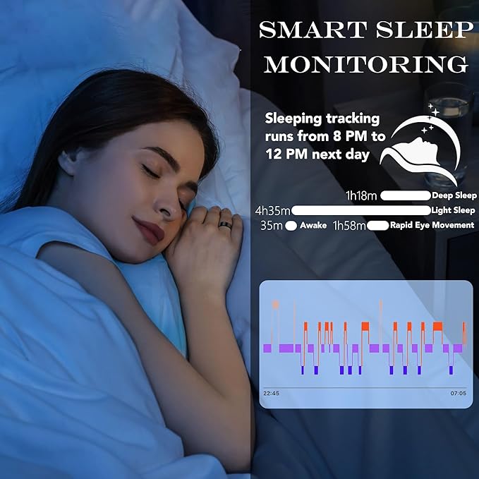 Smart Ring for Women Men, All-New Matte Scratch-Resistant Design, Health & Fitness Tracker for Sleep, Stress & Activity Monitoring, Long Battery Life, Waterproof, No App Fee, Silver 11