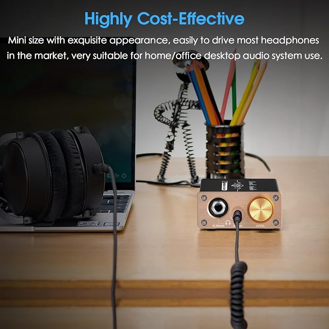 Douk Audio U3 PRO HiFi Mini Class A Headphone Amplifier – High-Power Desktop Amp for 18-600Ω Headphones, 1500mW Output, 3.5mm & 6.35mm Jacks, DC 5V
