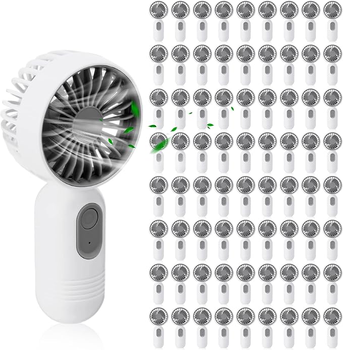 Rossesay 72 Pcs Mini Portable Fan Bulk Cute Handheld Lightweight Small Little Personal Hand Eyelash Fan 3 Speeds USB Rechargeable for Women Men Indoor Outdoor Makeup Travel (White)