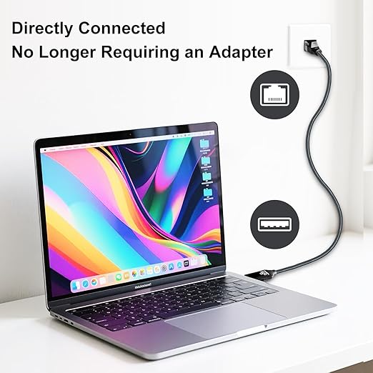 USB to Ethernet Cable 3Ft,USB 3.0 Male to RJ45 Serial Adapter Directly Connected, Compatible with Laptop, PC, MacBook, Switch, Windows, macOS, Linux(3Ft/1M)
