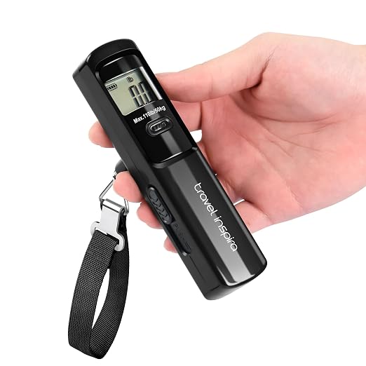 Battery-Free Luggage Scale – No Batteries Needed, Portable Digital Hanging Suitcase Weight Scale for Air Travel & Checked Bags, 110lb/50kg, LCD Display, Compact Travel Accessory