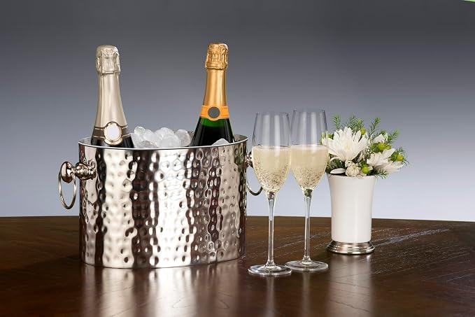 2-Bottle Wine Chiller Ice Bucket | Keeps Bottles Cold Without Touching Ice | Handcrafted Artisan Design | Patented Technology | Stainless Steel