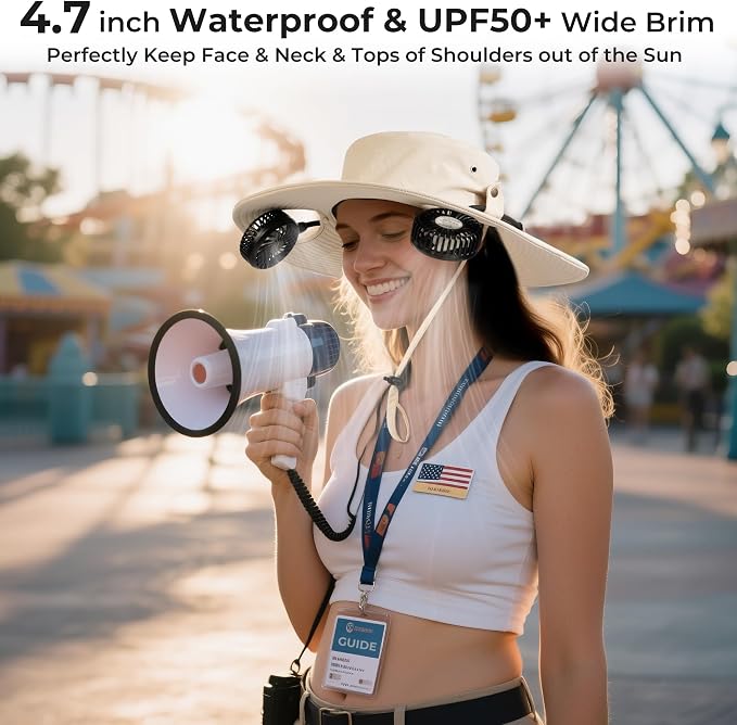 AMACOOL Bucket Hat Fan, Gifts for Him Father Dad Husband, Fishing Essentials for Women Men Camping Hiking Beach Gardening