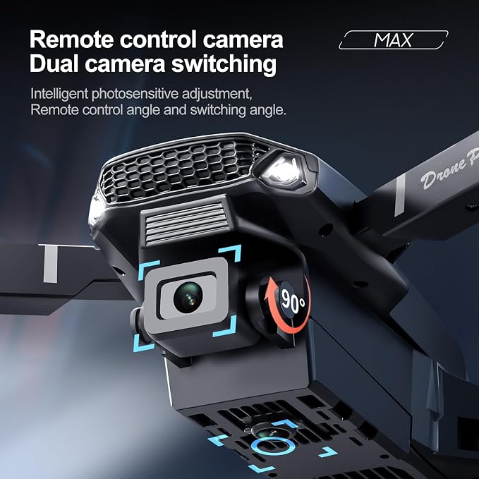 ikaufen E88 Drone No screen control, Camera for Adults RC Drone With 720P HD Dual Camera WiFi FPV Foldable Quadcopter Aircraft +2 Battery (E88 No screen control+ 2 Battery)