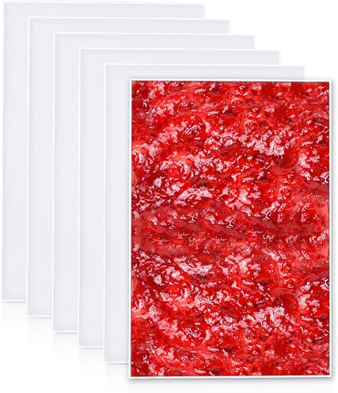 6 Pcs Silicone Dehydrator Trays with Edge, 10.6 x 7.5 Inch Fruit Leather Mats Compatible with SUCISENI Basic Dehydrator, Non-stick Fruit Roll Sheets Multi-purpose Reusable for Liquids, Jerky, Fruit