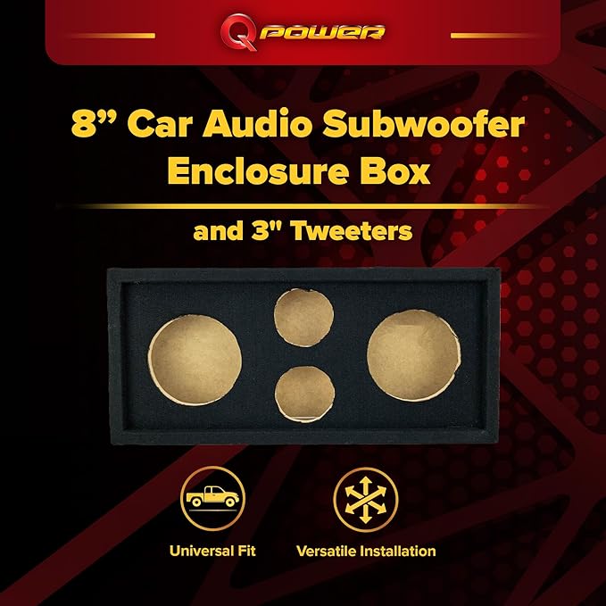 Q Power CH102S QChero Car Audio Subwoofer Enclosure Box for 8 Inch Mids and 3 Inch Tweeters (2 Pack)