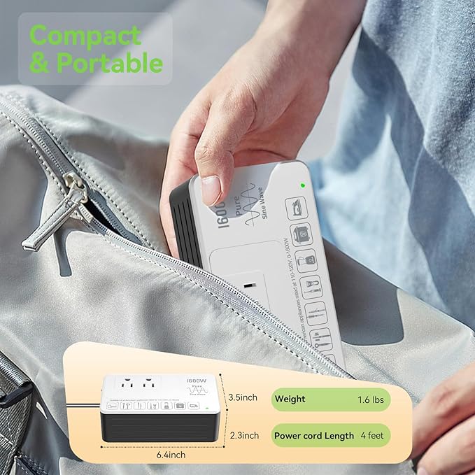 220V to 110V Converter for European International Travel - Eleclead 1600W Voltage Converter US to Europe for Hair Dryer, Straightener, Curling Iron, Plug & Play - Power Any U.S. Appliances in 220-250V