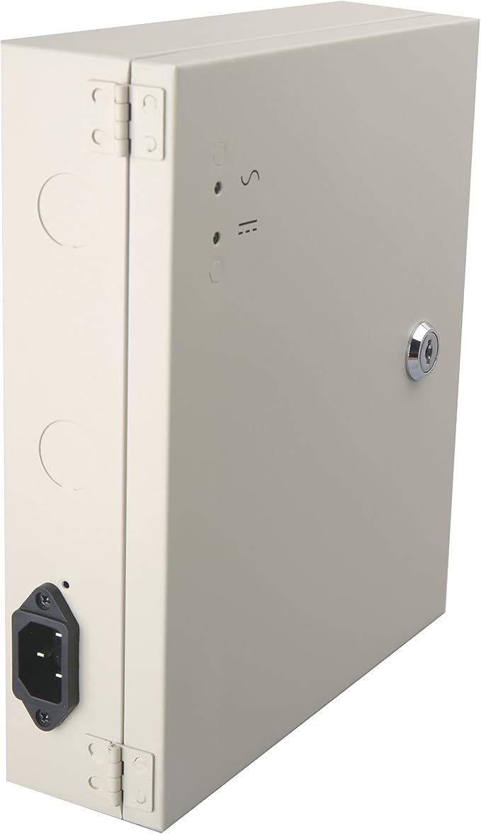 EVERSECU 9 Channel DC12V 5 Amp PTC Fuse CCTV Power Supply with Metal Box, AC Plug and Lock for Security Cameras, DVRs, IP Cameras, CCTV Cameras
