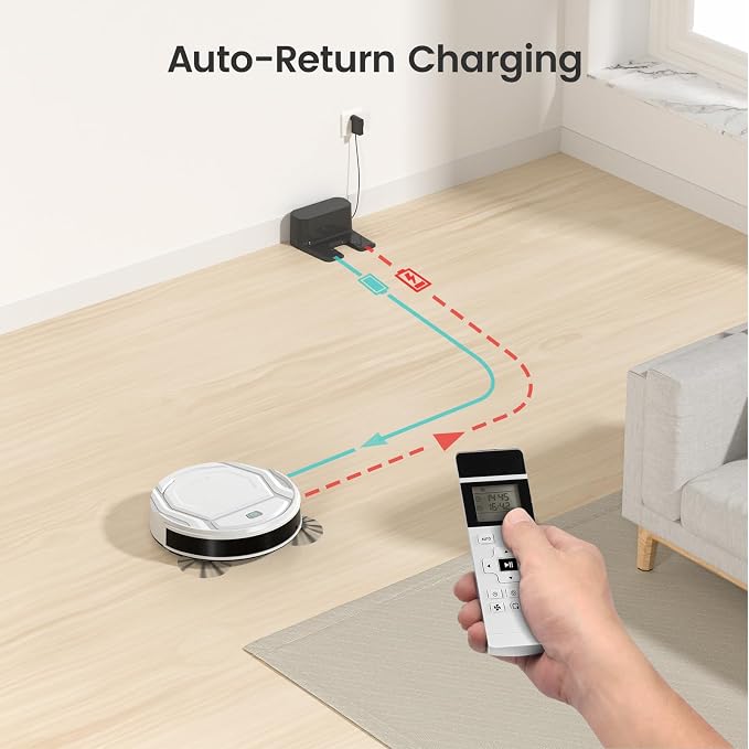 Lefant M210 Pro Robot Vacuum with 2200 Pa Powerful Suction, 6 Cleaning Modes, 120 Mins Runtime, Quiet, Self-Charging, Voice Control, Ideal for Pet Hair and Hard Floor, White
