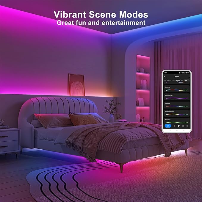 Tatazone 16.4ft Bluetooth RGB+IC COB Led Strip Light with App, Chasing COB Light Strip, Segmented Control, Music Sync, Color Changing Led Lights for Home Decor, Gaming, Cabinet, Desk