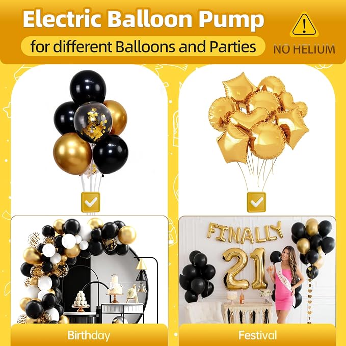 Bezente Balloon Pump Electric, Portable Balloon Inflator Pump Electric Air Pump for Balloons Dual Nozzle Electric Balloon Pump for Birthday Wedding Graduation Party Decorations