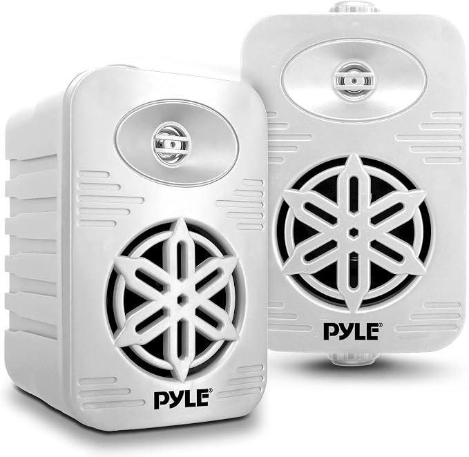 Pyle 300 Watt Waterproof Indoor Outdoor Speakers and 200W Bluetooth Stereo Amplifier Bundle