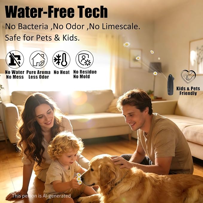 Waterless Diffuser with Bluetooth App for Home Large Room - Plug in Diffusers for Essential Oils Covers 500 Sq.Ft White