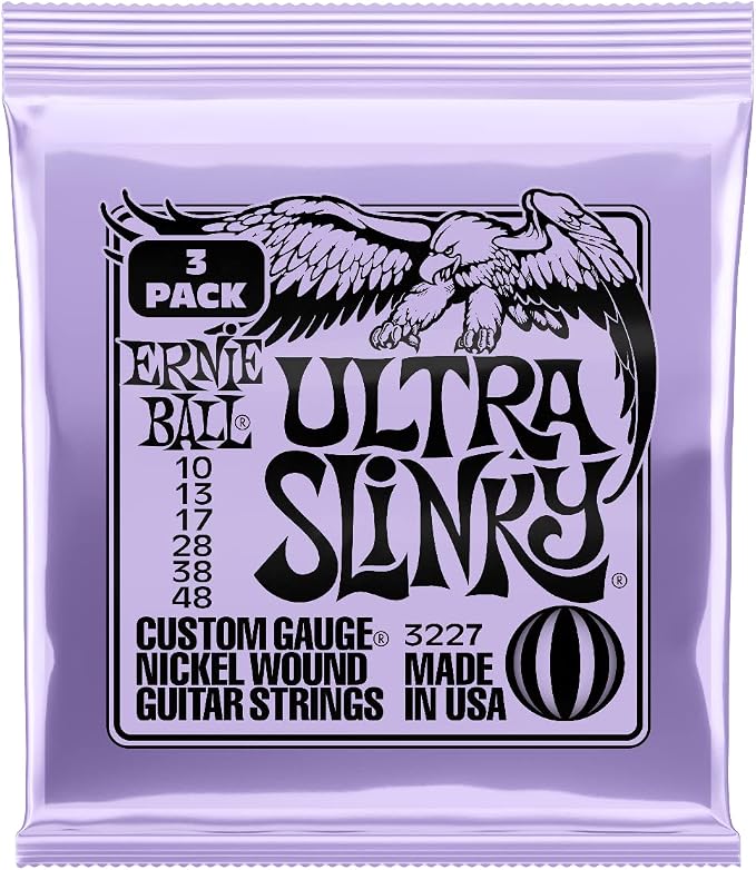 Ernie Ball Ultra Slinky Nickel Wound Electric Guitar Strings 3-pack, 10-48 Gauge (P03227)