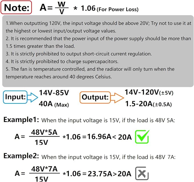 1200W Voltage Converter,Aideepen 20A Boost Converter Voltage Regulator DC-DC Boost Converter Car Step-up Power Supply Module Adjustable Voltage Converter 14V-85V to 14-120V