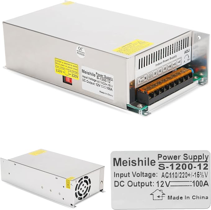 12V 100A 1200W DC Switching Power supply Adapter PSU AC-DC 12Volt Industrial Transformer Converter 0-80/50amps LED drive Lamp Meter Semiconductor Motor Pump Winch Stereos Amplifier Fan SMPS 110V/220V