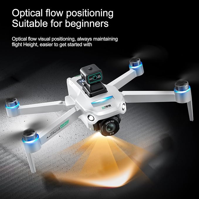 GPS Drone with 8K UHD EIS Camera for Adults, 5G WiFi FPV RC Quadcopter with Brushless Motors, Optical Flow Positioning, Obstacle Avoidance, Auto Return, Follow Me, 2 Batteries (White)