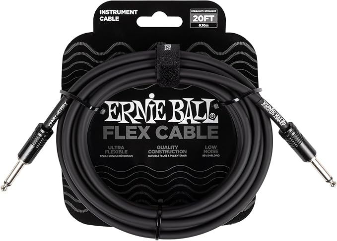 Ernie Ball Flex Instrument Cable Straight/Straight 20ft - Black (P06435)