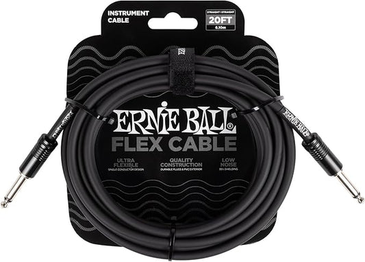 Ernie Ball Flex Instrument Cable Straight/Straight 20ft - Black (P06435)