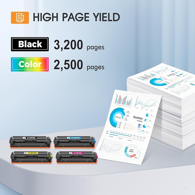 218X Toner Cartridges 4 Pack 218 3301fdw 3201dw 3301 218A Compatible for HP 218X 218A Color LaserJet Pro MFP 3301cdw 3301sdw Printer Ink Set W2180X High Yield with Chip (Black Cyan Yellow Magenta)