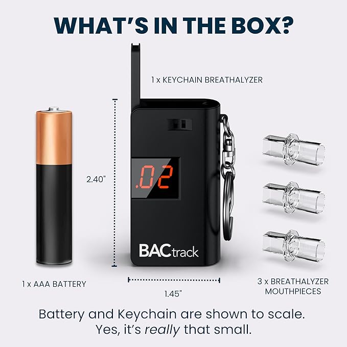BACtrack Keychain Breathalyzer (Black) | Ultra-Portable Pocket Keyring Alcohol Tester for Personal Use
